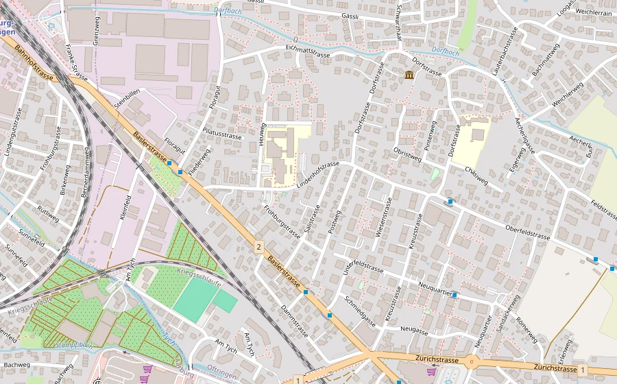 Kartenausschnitt von Oftringen mit der Lage von Köbele Gipser GmbH